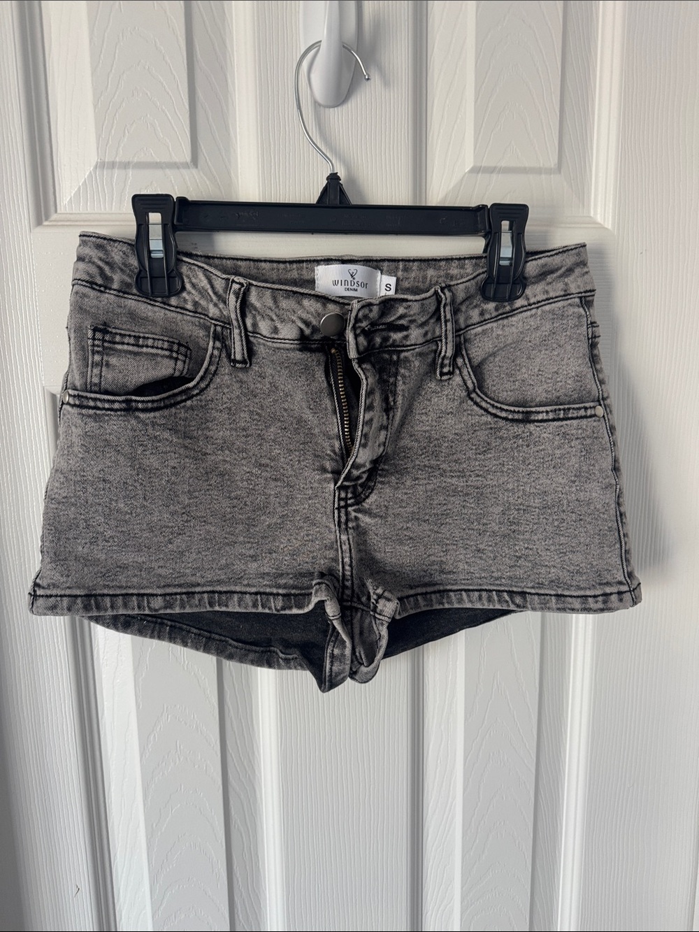 Windsor Grey Wash High-Rise Denim Shorts